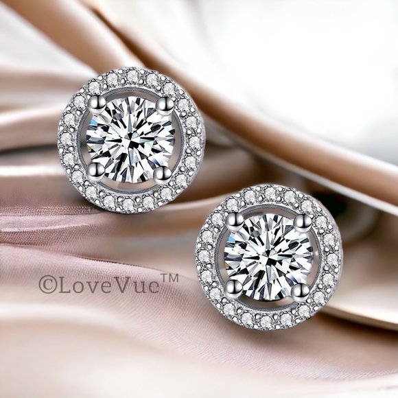 Certified 1ct. t.w. Diamond Round Halo Stud Earrings VVS1 GRA Certified - Picture 5 of 16